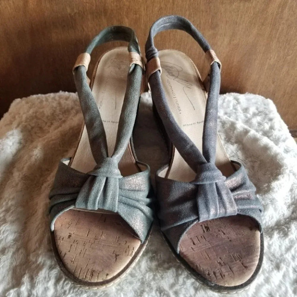 Donald J Pliner Metal Wedge Sandals Slingback  9.5 - Picture 3 of 10
